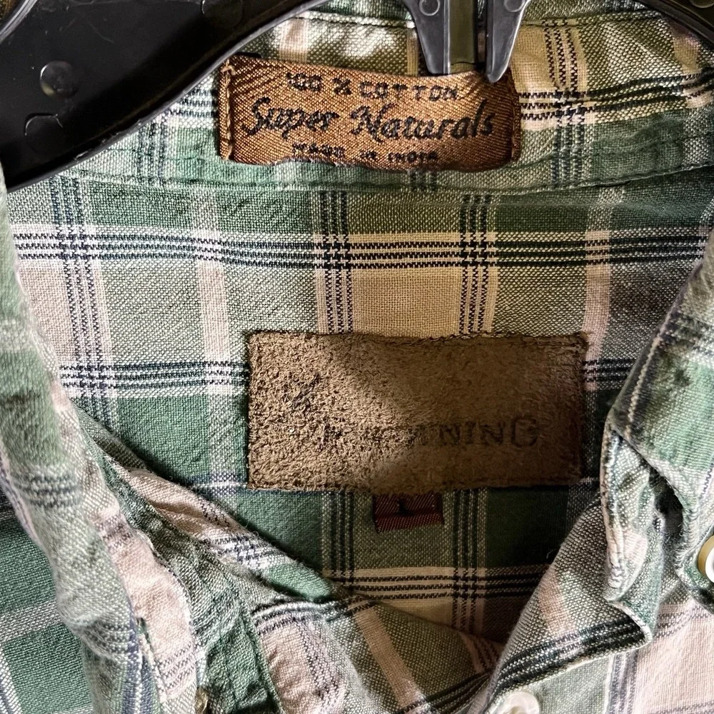 Browning Green Plaid Button Down Short Sleeve 100%‎ Cotton Super Naturals Mens L